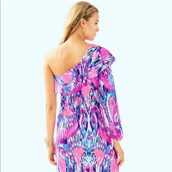 NWOT Lilly Pulitzer One-Shoulder Amante Silk Dress - Picture 9 of 10